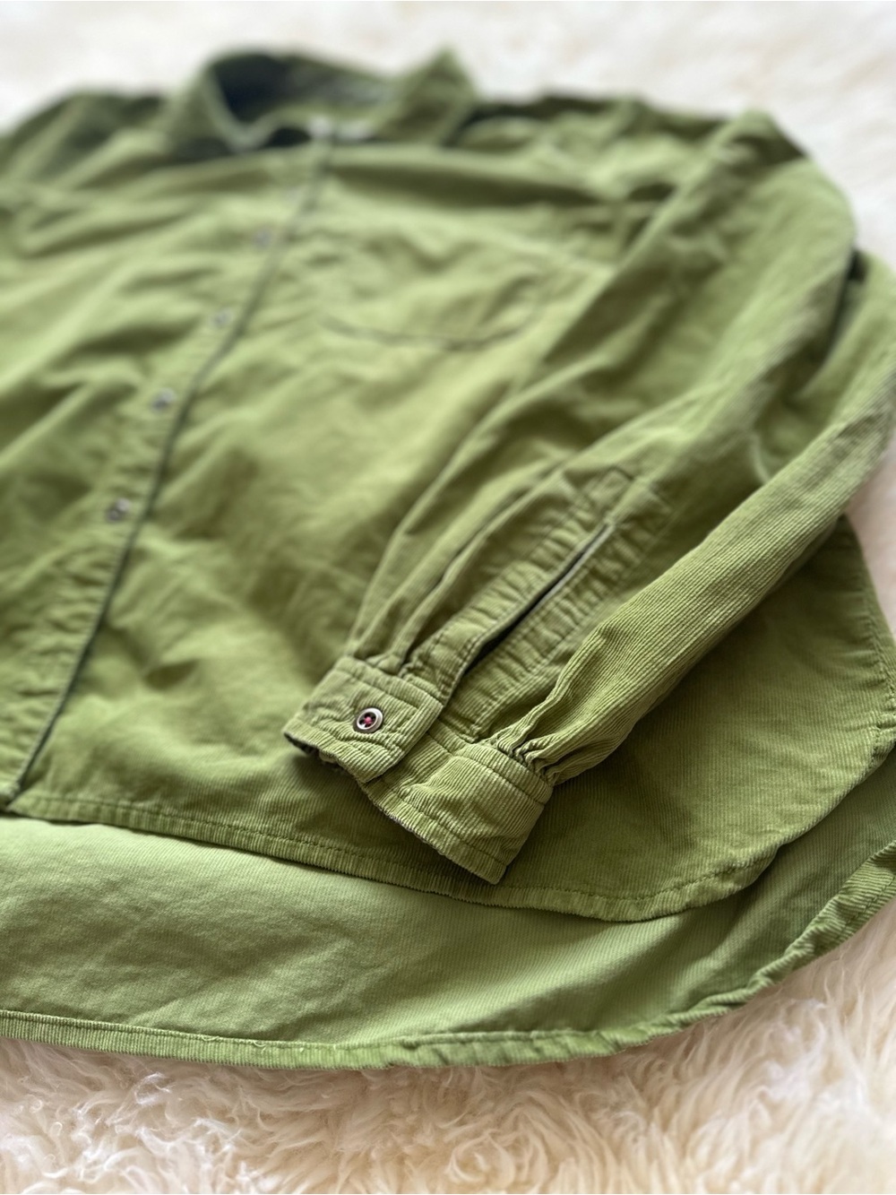 Anthropologie Pilcro Sigourney Corduroy Button Down Shirt Green Cotton - Picture 8 of 12